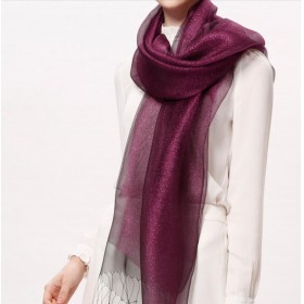 Pure Silk Scarf Dark Purple Women Summer Scarf